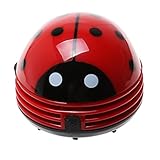 XLKJ Marienkäfer Muster Mini Staub Reiniger,Elektrischer Mini Tischstaubsauger(Rot)