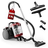 Akitas C10P 900W Beutelloser Staubsauger ohne Beutel – Mit Deutscher Wessel Werk D320 Hartbodenbürste aus Naturhaar, 32 cm, ideal für Parkett, Laminat & Fliesen