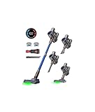 VersLife Z8 Akku Staubsauger Kabellos, 500W/45 Min/40KPa Akkustaubsauger mit Smart LED-Display, Selbststehend, Leichter Kabelloser Akkusauger mit grünem Licht für Tierhaare/Hartböden/Teppiche