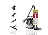 Fakir Blue Vac Power TS 721 Staubsauger mit Beutel 800W, Bodenstaubsauger mit Kabel, HEPA H14 Filter, sehr leisem Hocheffizienzmotor 69dB(A), großem 3l Staubbeutel & 12m Aktionsradius, Schwarz/Blau