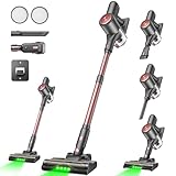 Vexilar V10PRO Akku Staubsauger Kabellos 45Mins/45KPA/450W, Akkustaubsauger mit Geen LED, 6-in-1 Ultraleicht Kabelloser Staubsauger, Super Leise für Teppich,Hartboden und Tierhaare