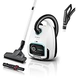 Bosch Staubsauger mit Beutel ProHygienic Serie 6 BGL6LHYG, Bodenstaubsauger, ideal für Allergiker, Hygiene-Filter, für Parkett, Teppich, Fliesen, langes Kabel, Universal-Bürste, 600 W, weiß