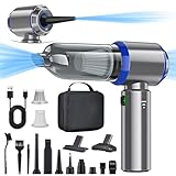 Handstaubsauger Akku, 3-in-1 Handstaubsauger, 18000PA Auto Staubsauger Stark, 3-Gang 200000 U/min Handstaubsauger Kabellos Mini Staubsauger für Auto, Küche,PC, Sofa, Büro, Haus& Tierhaar Reinigung