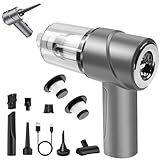 TENGWUDZ Handstaubsauger Akku Kabellos 12000PA 4 in 1 Mini Autostaubsauger mit 2 Waschbar HEPA-Filter Für den Auto, Haus, Küche, Aufladbar Tragbar Leicht Akkustaubsauger Silber