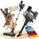 Akkustaubsauger [3-in-1] – kabelloser Staubsauger mit LED-Display & Echtzeit-Akkuanzeige | Anti-Tangle Bürste für Tierhaare | Akkusauger-Komplettset beutellos für Auto, Teppich & Haushalt