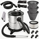 Aschesauger 20L 1650W Kaminsauger Staubsauger (Kabellänge ca. 4m) Inklusive HEPA Filter + Blasfunktion + DUAL Filter System + 3x Sackfilter, Antistatische Ableitkette, Aschesauger für Kamin SN121