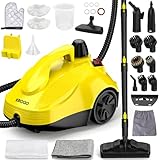 KROQO 1500W Dampfreiniger inklusive 24 Zubehörteilen mit 5m Kabel, chemiefreier Dampfbesen für Fliesen & Fugen, Kochfeld, Dunstabzugshaube, Sofa, Autopolster & Fenster